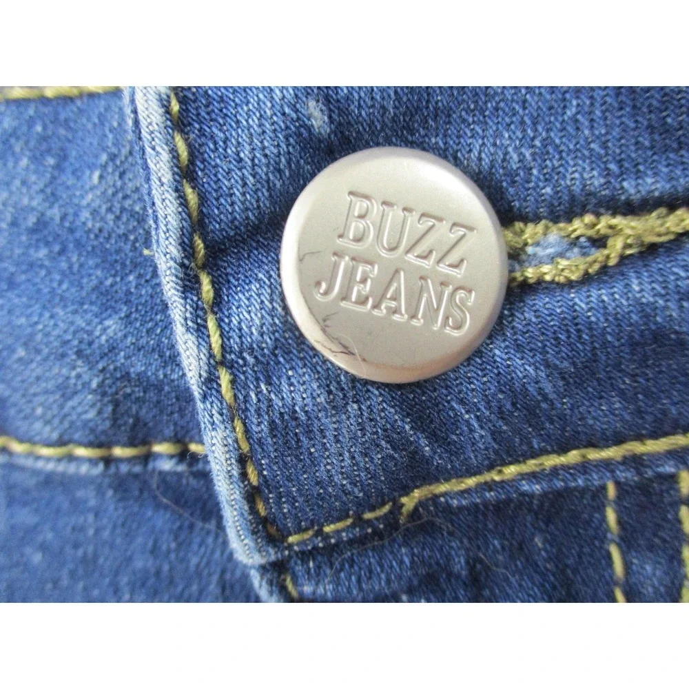 Buzz Jeans Womens Distressed Denim Skirt Wash Blue Knee Length Sz 35 waist